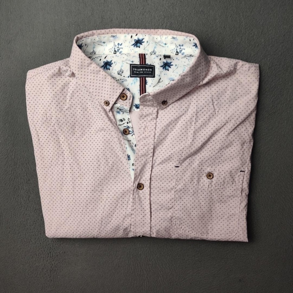 7Diamonds Shirt Mens XL Pink Button-Down Floral Stretch Soul Serenity SMK-6870